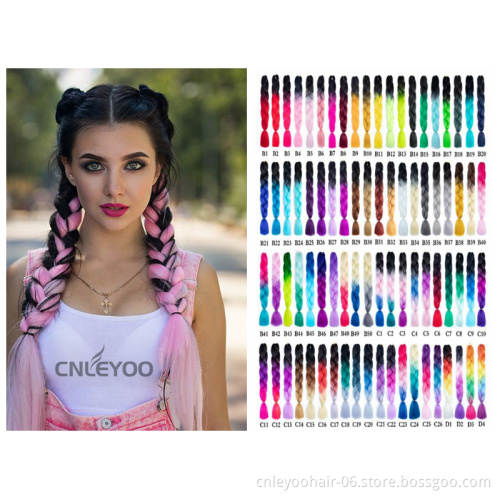 Factory 4-Tone Jumbo Braid Hair 24 Inch 32 Inch 41 Inch High Temperature Fiber Colorful Jumbo Braiding Hair Extension